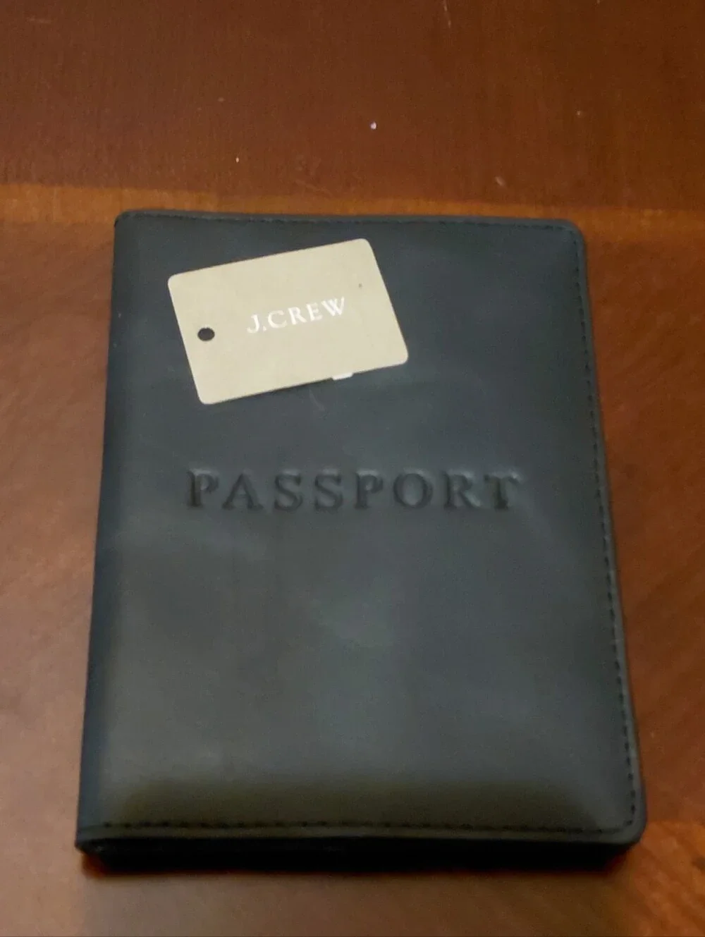 New J. Crew Black Leather Passport Holder